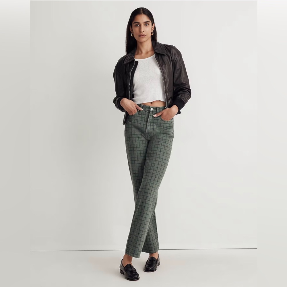 NWOT Madewell The Perfect Vintage Straight Jean in Windowpane Plaid